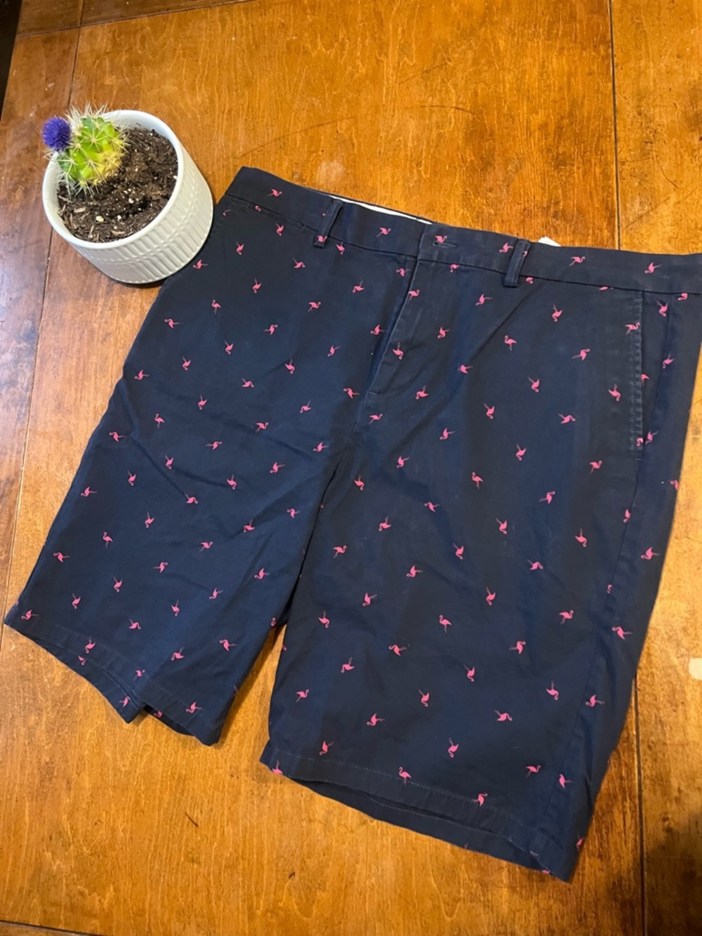 Old Navy Navy Blue Flamingo Ultimate Slim Shorts